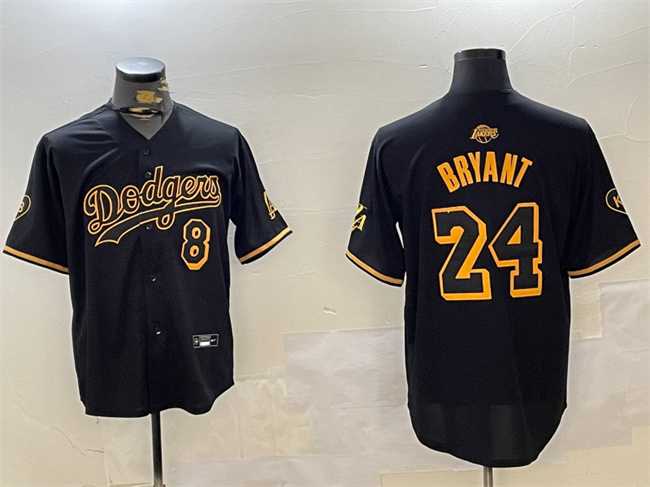 Men%27s Los Angeles Dodgers Front #8 Back #24 Kobe Bryant Black Stitched Jersey->new york yankees->MLB Jersey